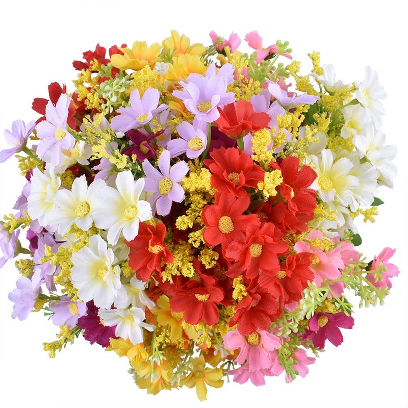 XONOR 10 Bouquets Artificial Flowers Fake Silk Daisy Plants for Indoor Home Wedding Party Decoration, Assorted Colors Daisy for Spring Summer Decoration - Image 4